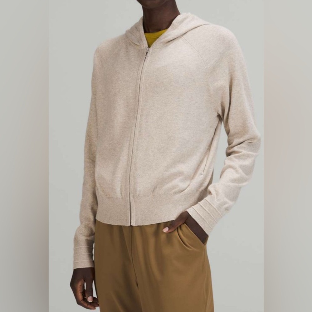 NWOT Lululemon Cotton-Cashmere Knit Hoodie Heathered Raw Linen!